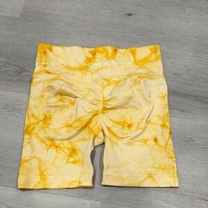 PChee Bum Yellow Tie-Dye Bike Shorts